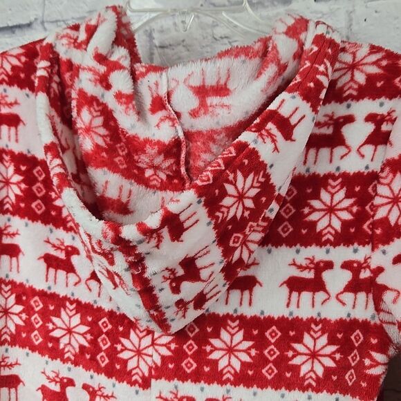 Reindeer Adult Onesie Furry Holiday Hooded Union Suit 1pc Pajama Sleepwear PJs - Picture 9 of 12